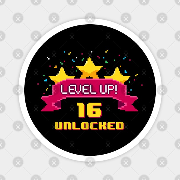 16th Birthday Level Up 16 years old unlocked Magnet by opippi